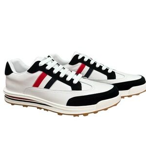 Thom Browne * White and Navy Sneakers with Red Accents